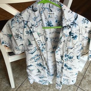 Haggar Swordfish Hawiian Shirt Size Medium